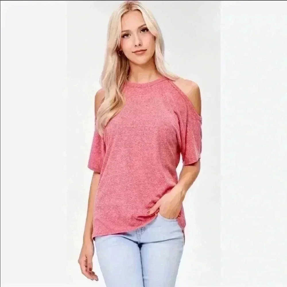 "Rachel" Cold Shoulder SS Top